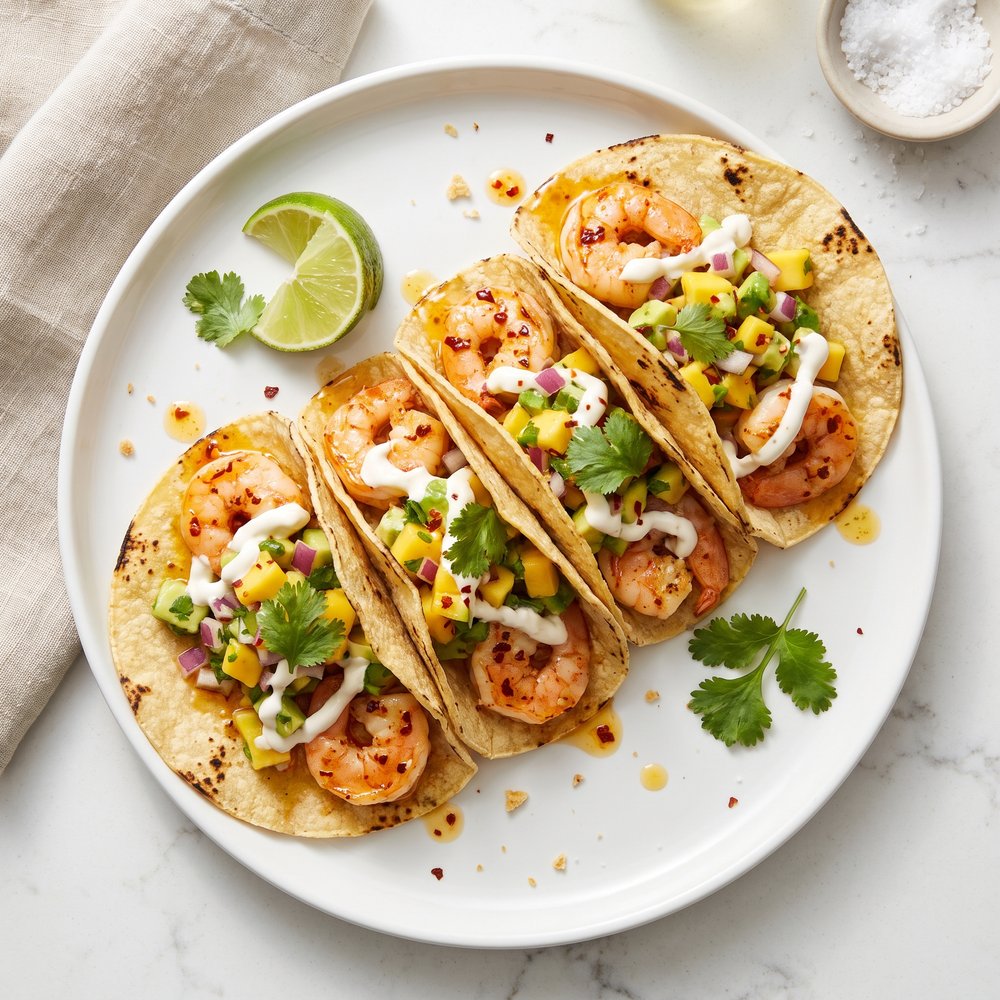 Lime Shrimp Tacos with Mango Salsa