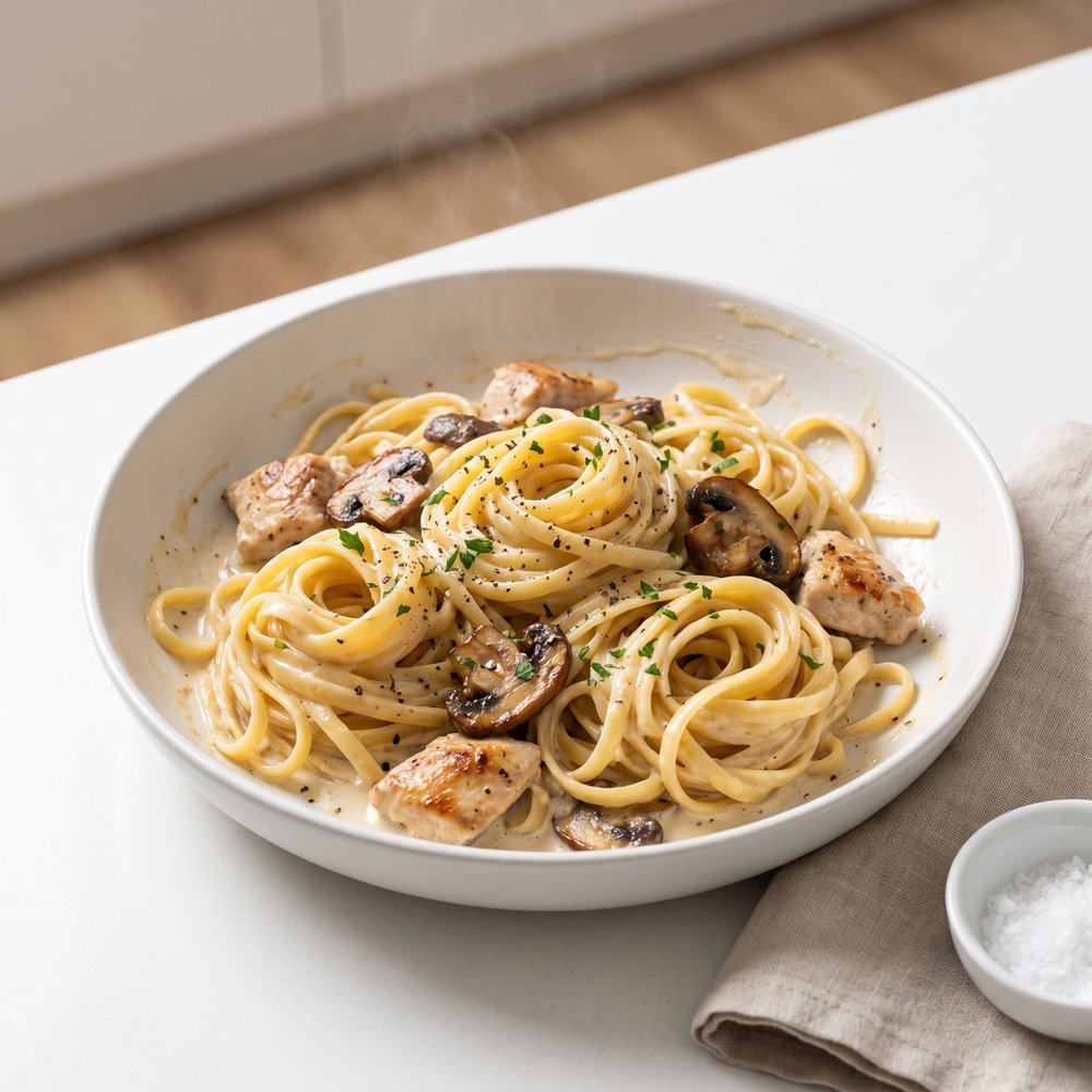 Linguine with Chicken and Mushrooms