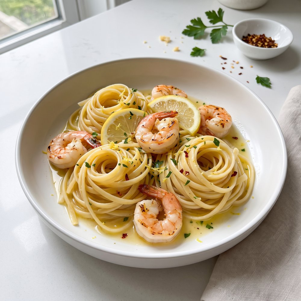 Linguine with Garlic-Lemon Shrimp Scampi