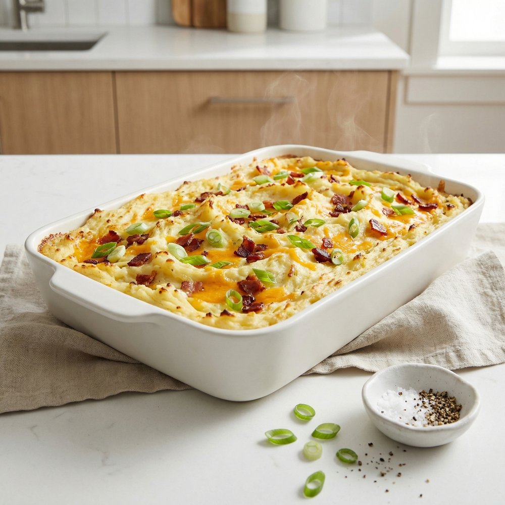 Loaded Baked Potato Casserole with Bacon and Cheddar