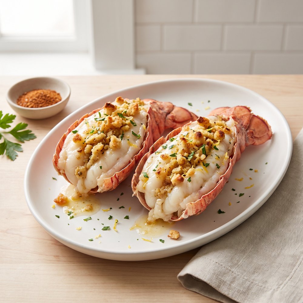Lobster Tails Filled with Buttery Crab