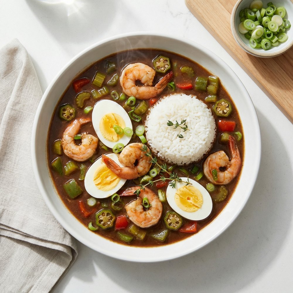 Bayou Shrimp and Egg Gumbo