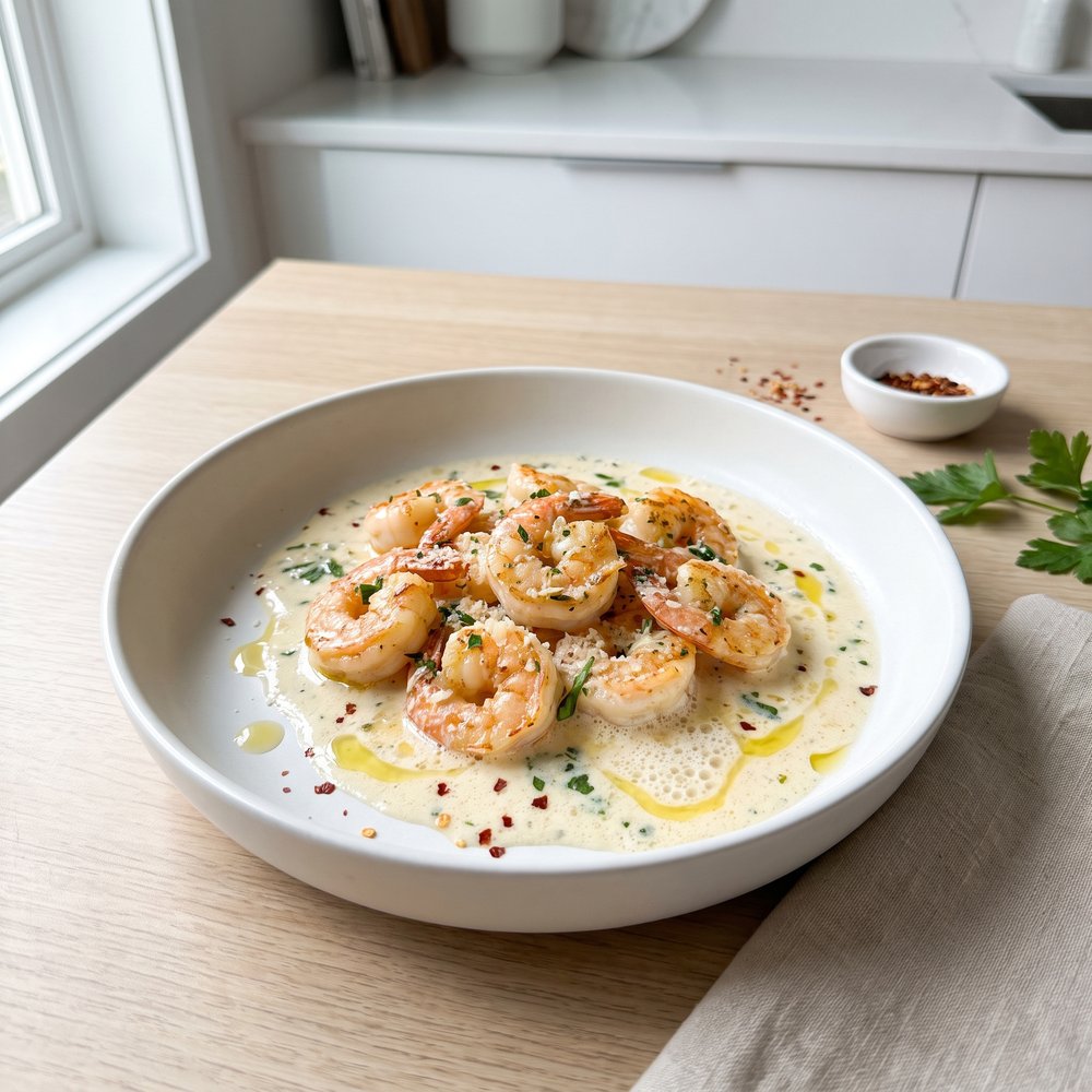 Luscious Creamed Shrimp Scampi