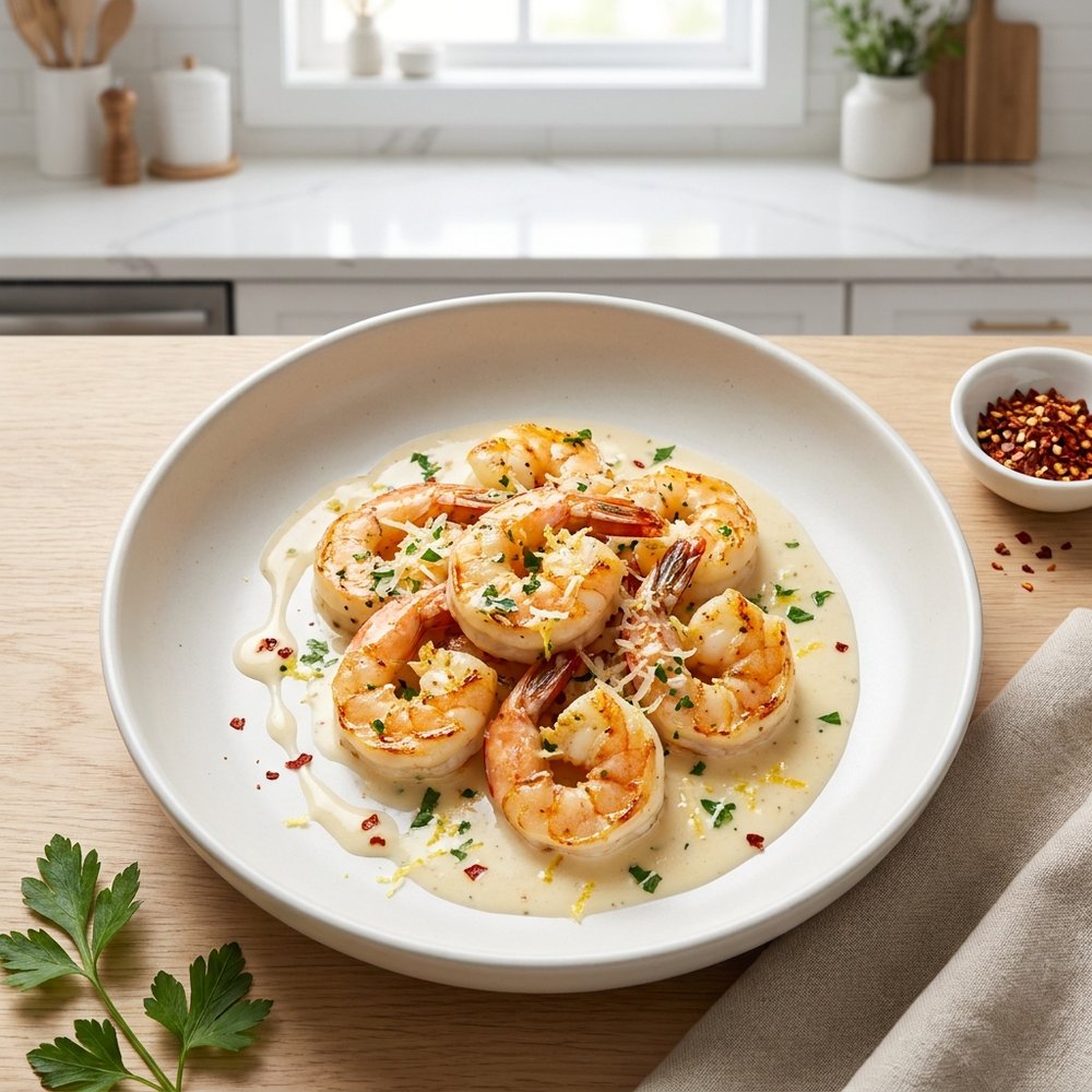 Luscious Creamed Shrimp Scampi