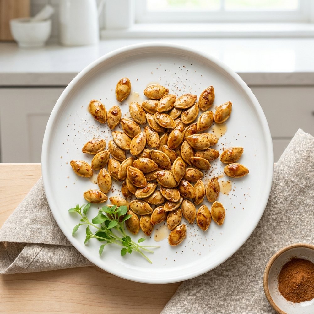 Maple-Cinnamon Roasted Pumpkin Seeds