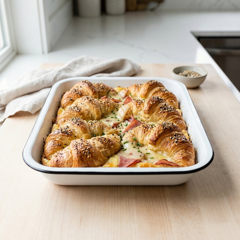 Baked Ham & Swiss Croissant Bake