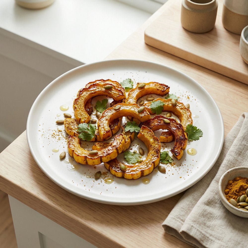 Simple Roasted Delicata Squash with Maple and Curry