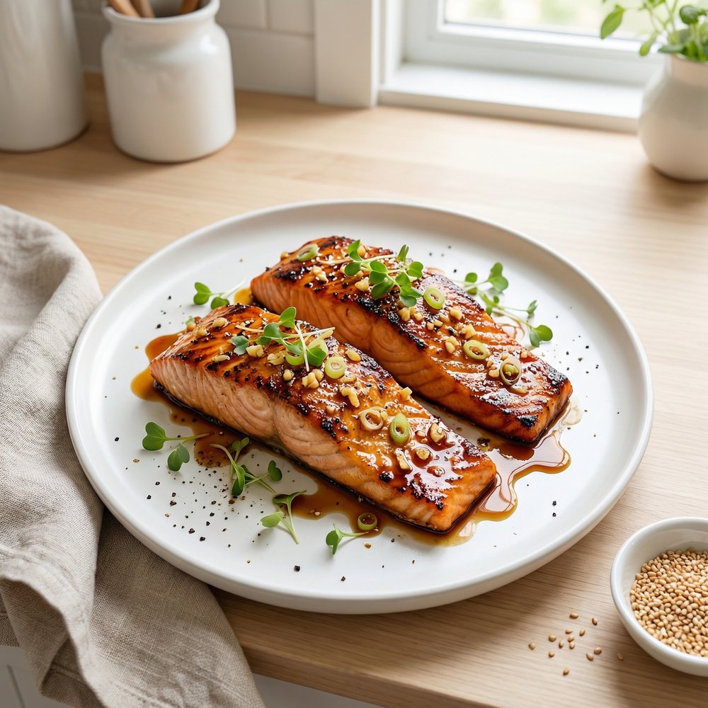 Grilled Salmon with Maple Syrup and Soy Sauce