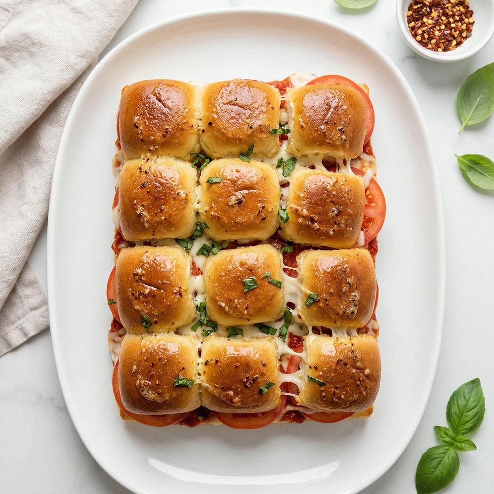 Caprese-Style Veggie Sliders on Hawaiian Rolls