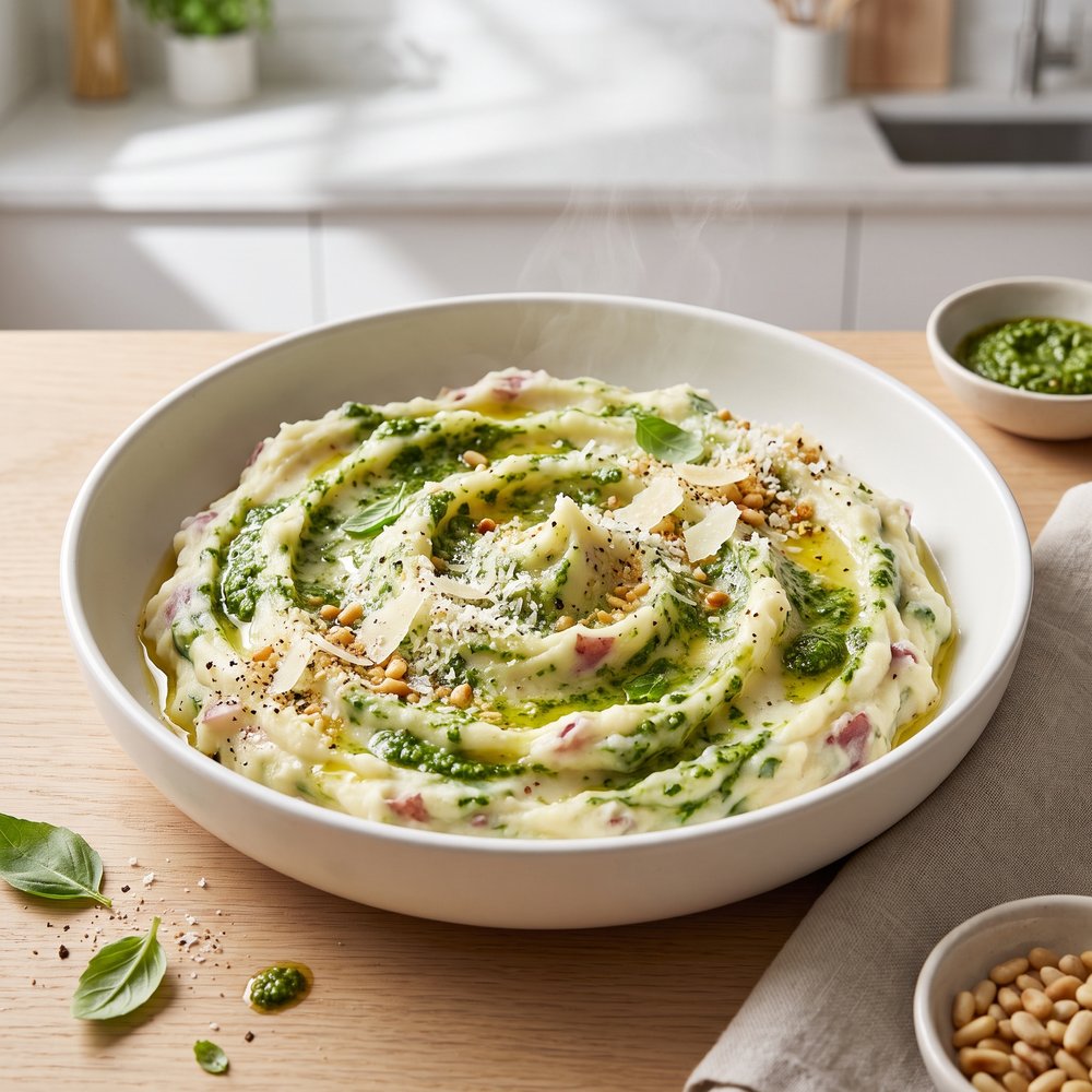 Mashed Potatoes with Spinach Pesto