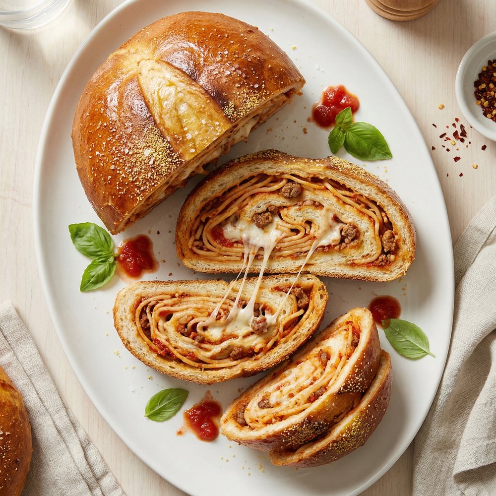 Stuffed Spaghetti Bread Loaf