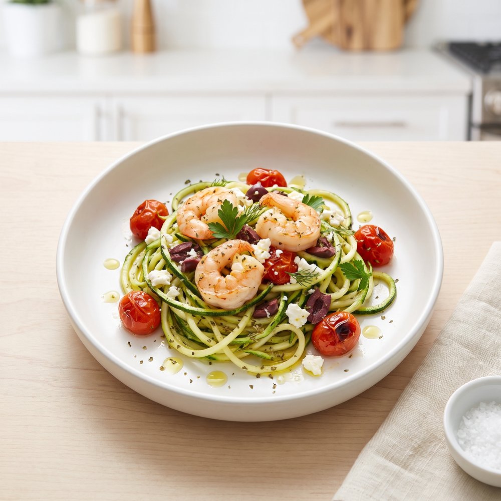 Mediterranean Zoodles with Shrimp