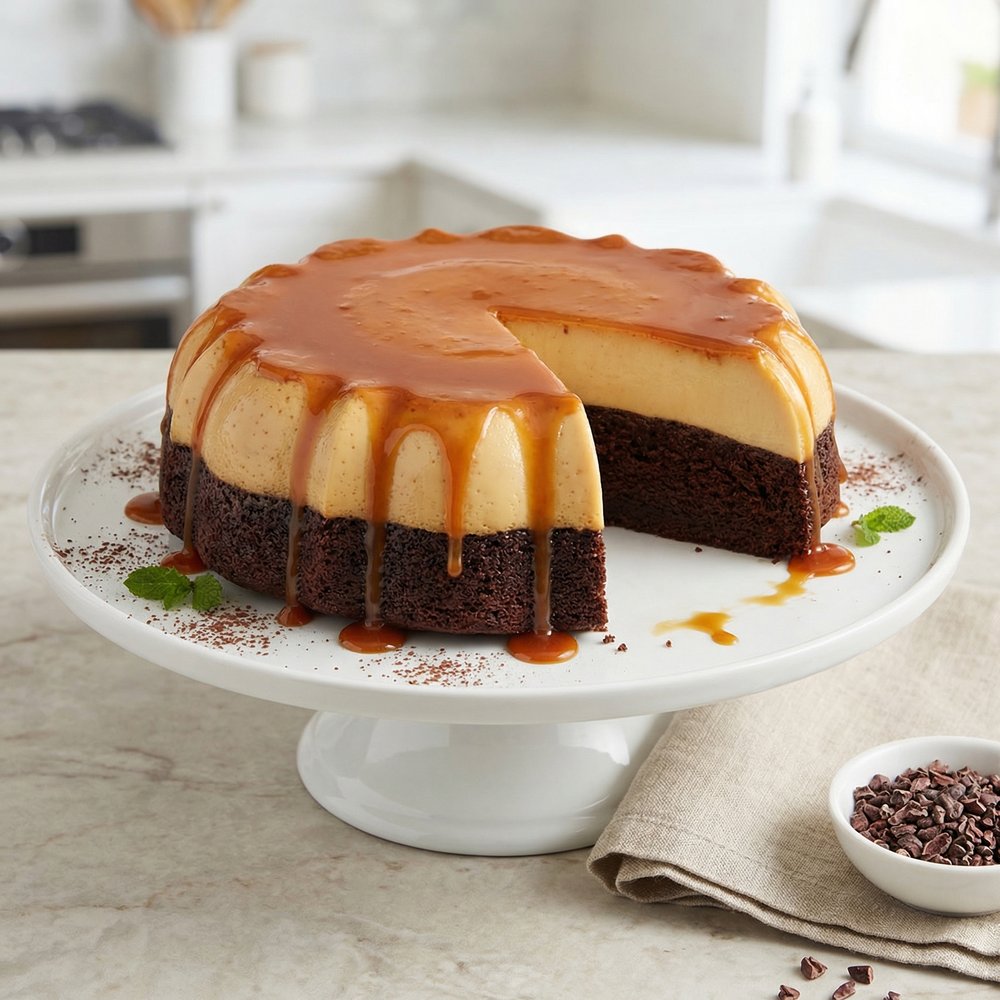 Chocoflan Impossible Cake with Cajeta