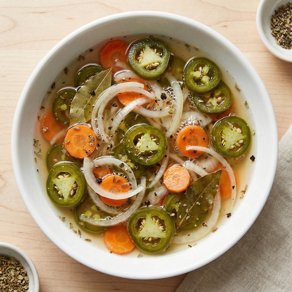 Mexican-Style Pickled Jalapeños with Carrots and Onions