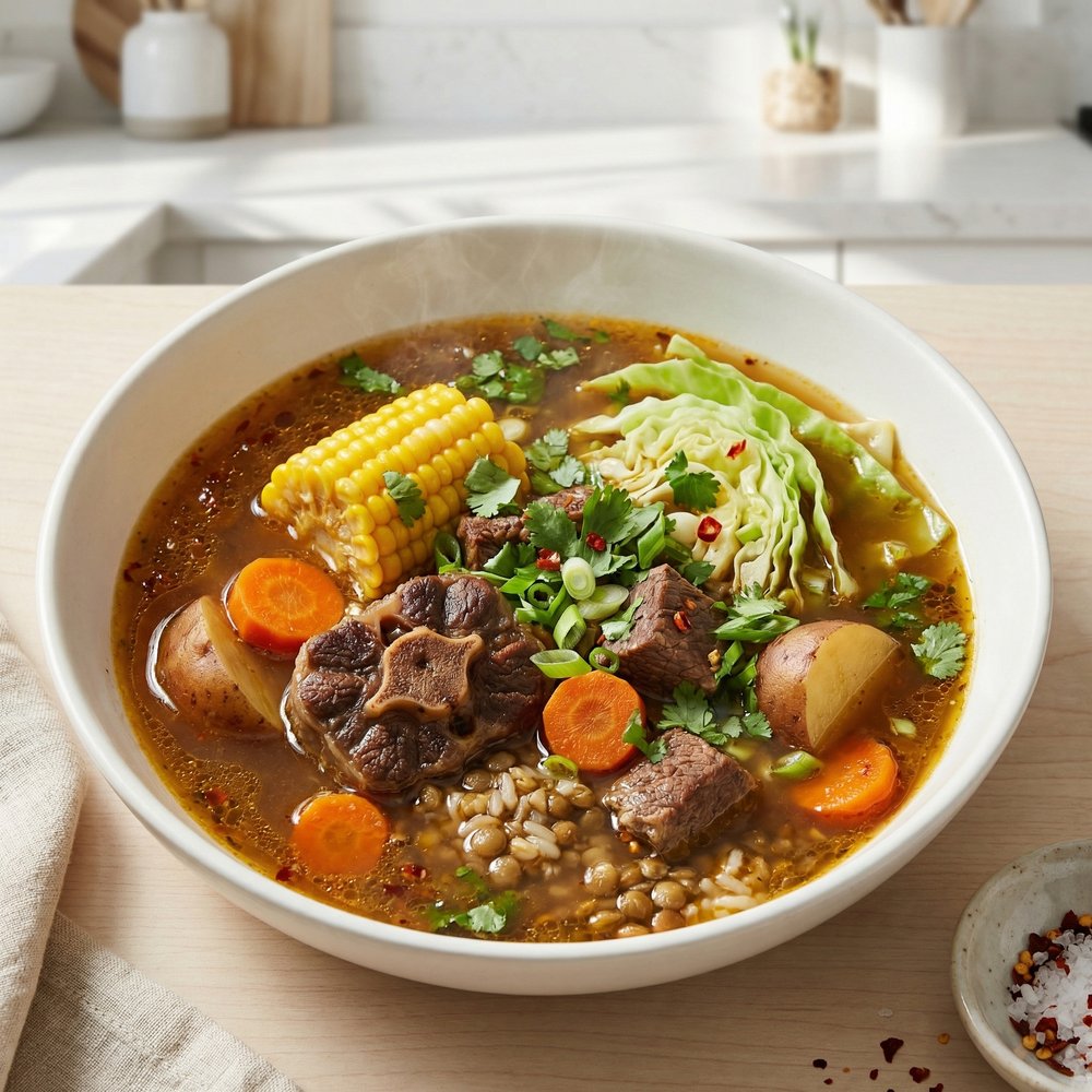 Hearty Mexican Oxtail and Beef Soup