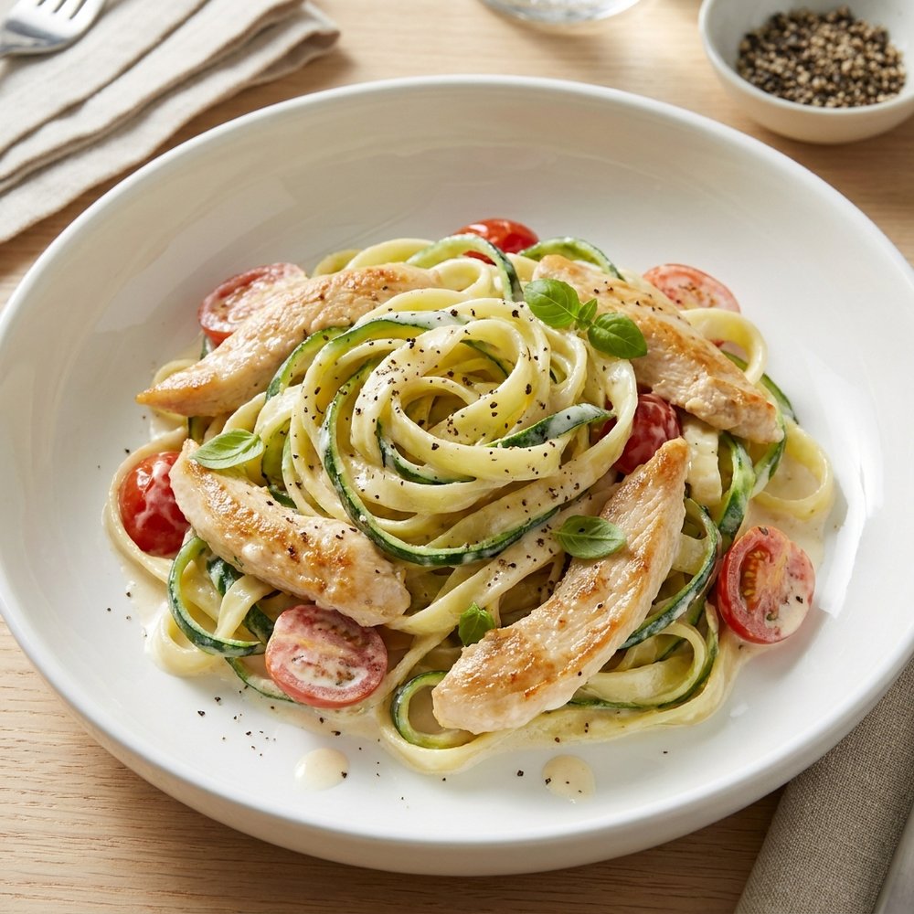 Mike's Epic Zoodle Fettuccine Alfredo with Chicken