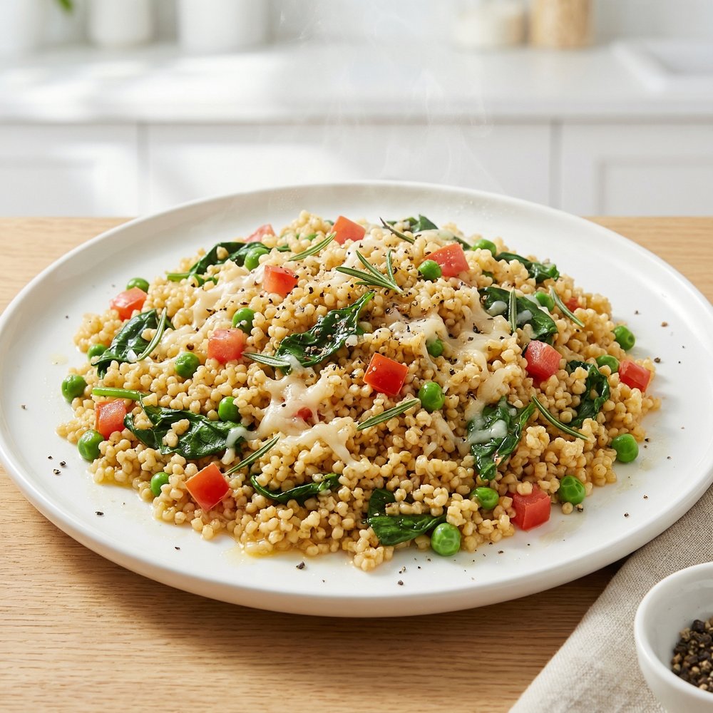 Millet Vegetable Pilaf with Spinach and Peas