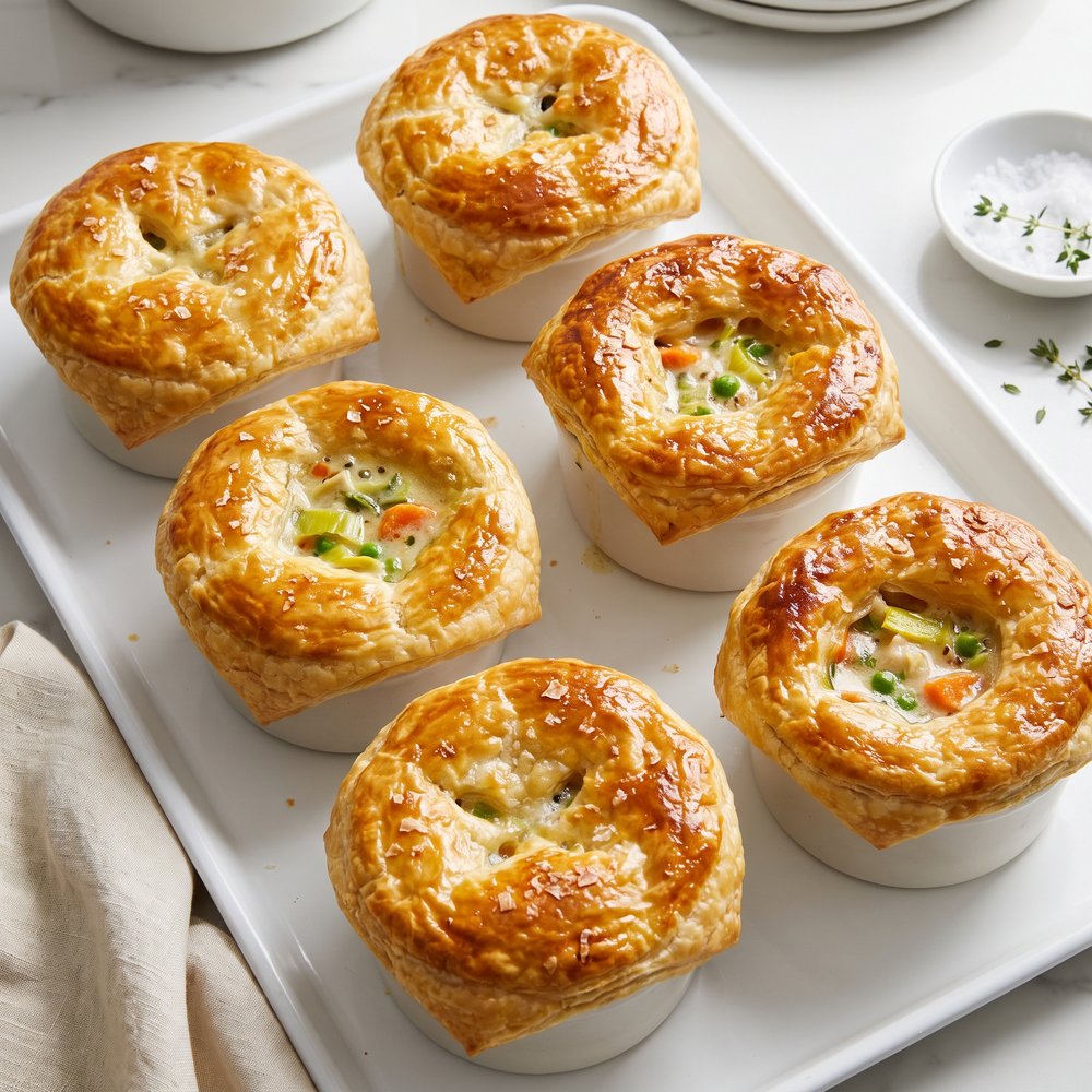 Mini Chicken Pot Pies with Leeks and Potatoes