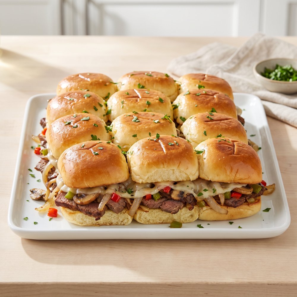 Mini Philly Cheesesteak Party Sliders