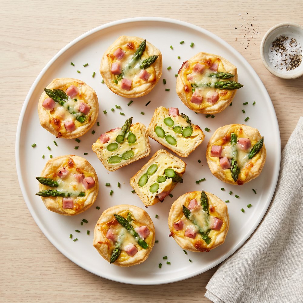 Mini Quiche Bites with Asparagus and Ham