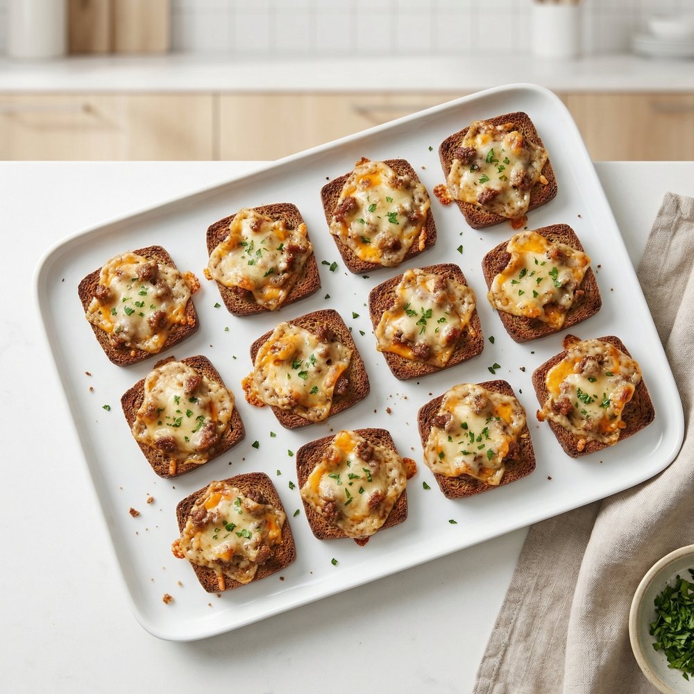Mini Rye Bread Sausage Pizzas