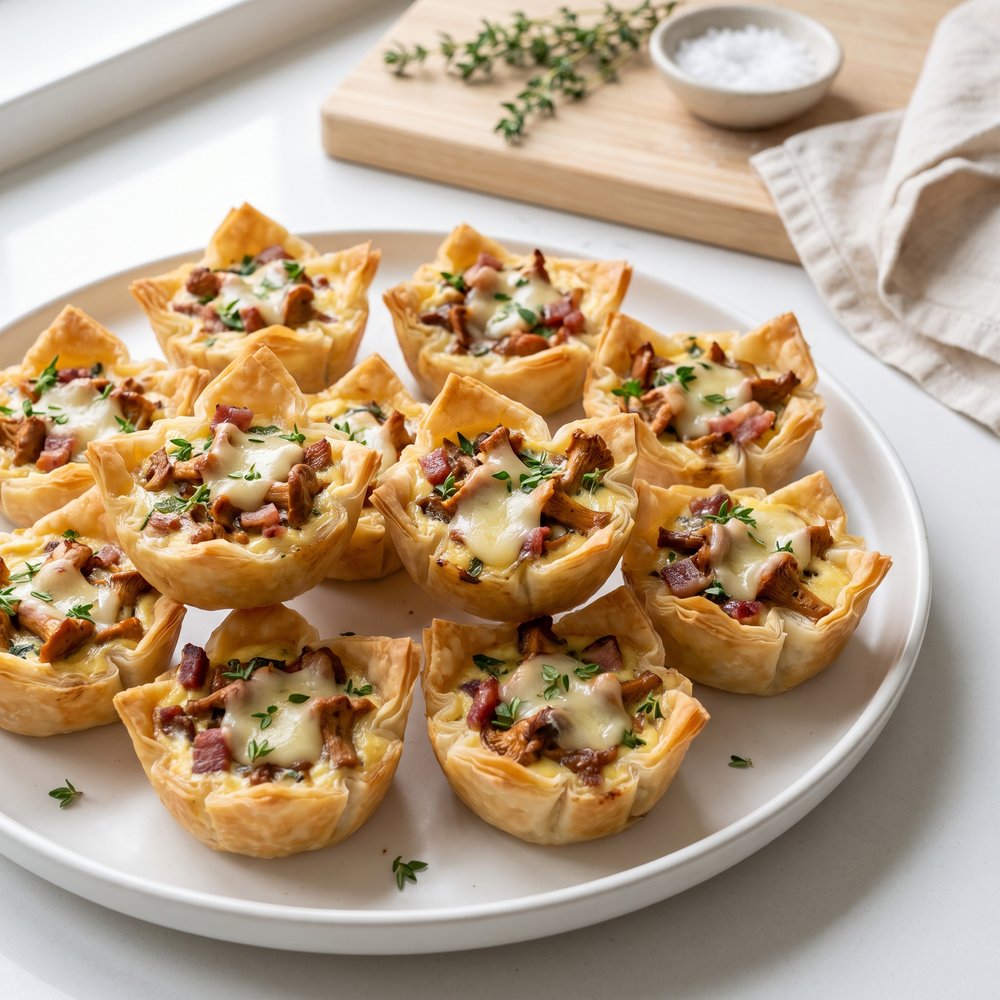 Mini Tartlets with Chanterelles and Bacon
