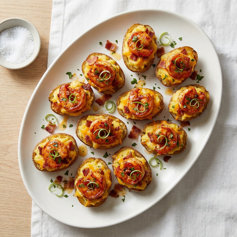 Bite-Size Twice-Baked Potatoes with Shrimp