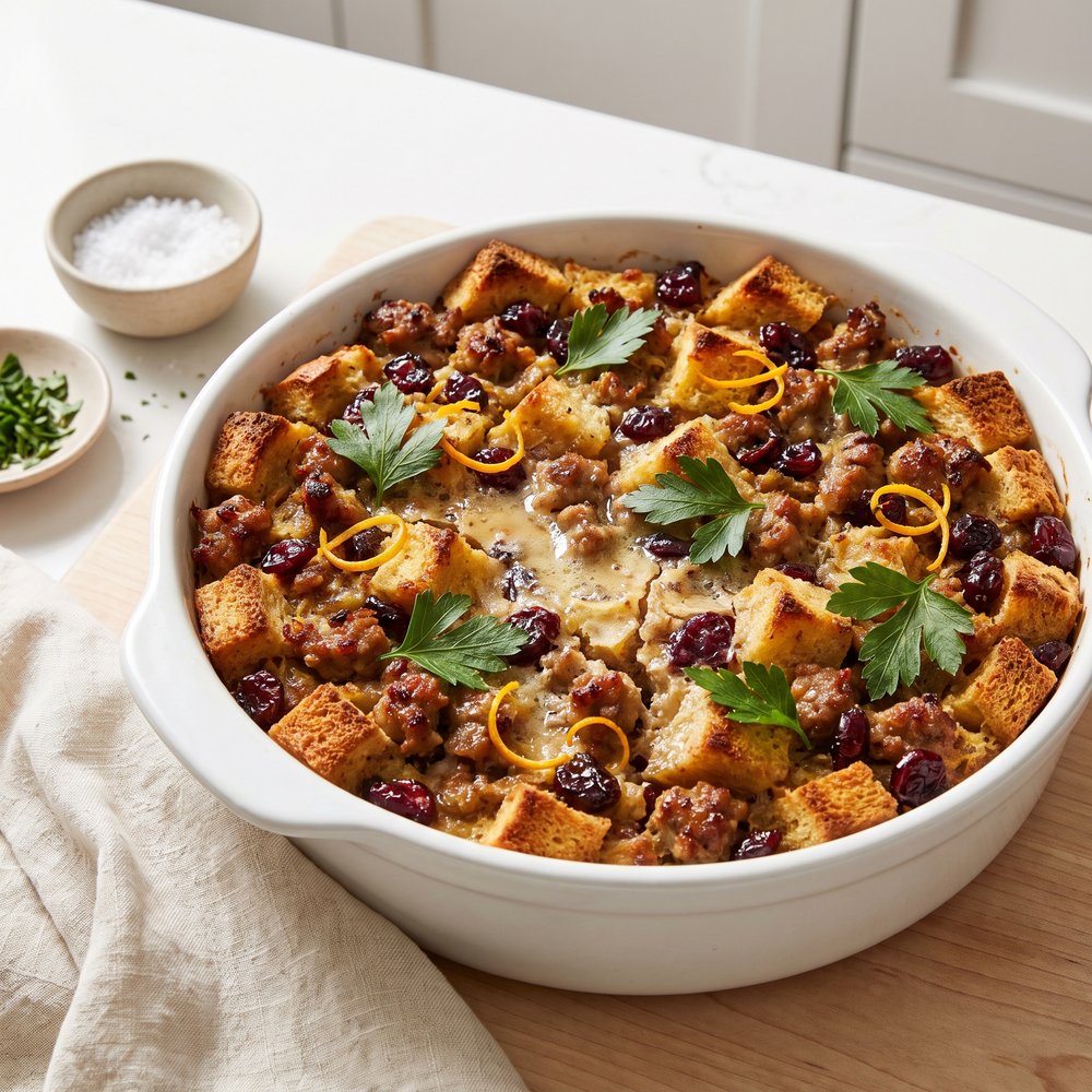 Mom’s Cranberry and Sausage Holiday Stuffing
