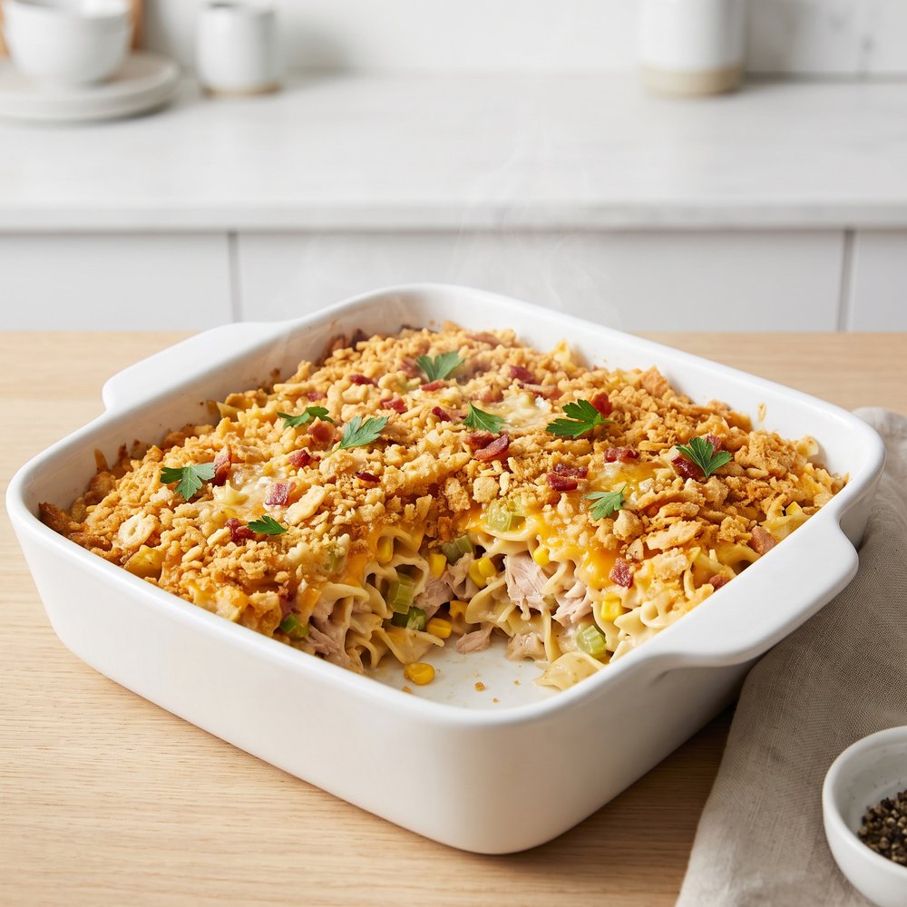 Mom’s Creamy Tuna Noodle Bake with Buttery Cracker Crust