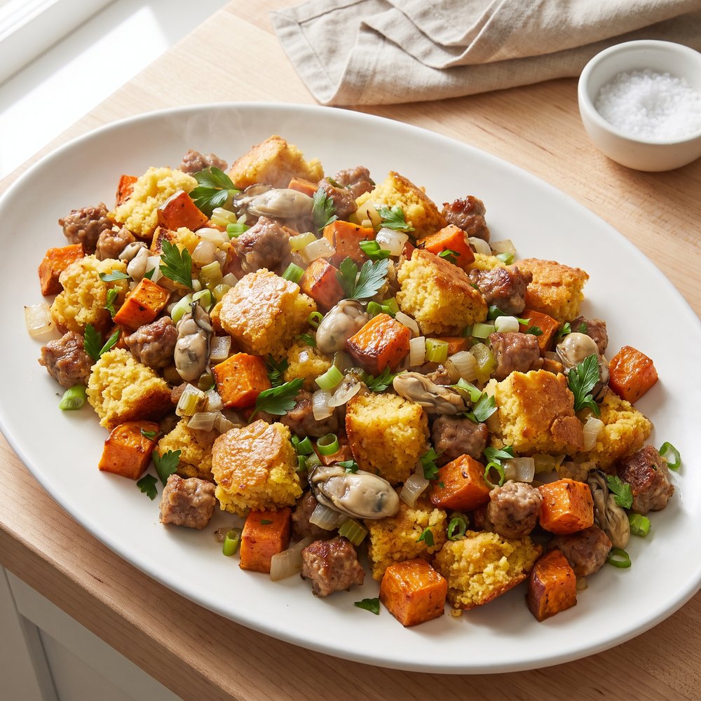 Mom's Delicious Oyster Corn Bread Dressing