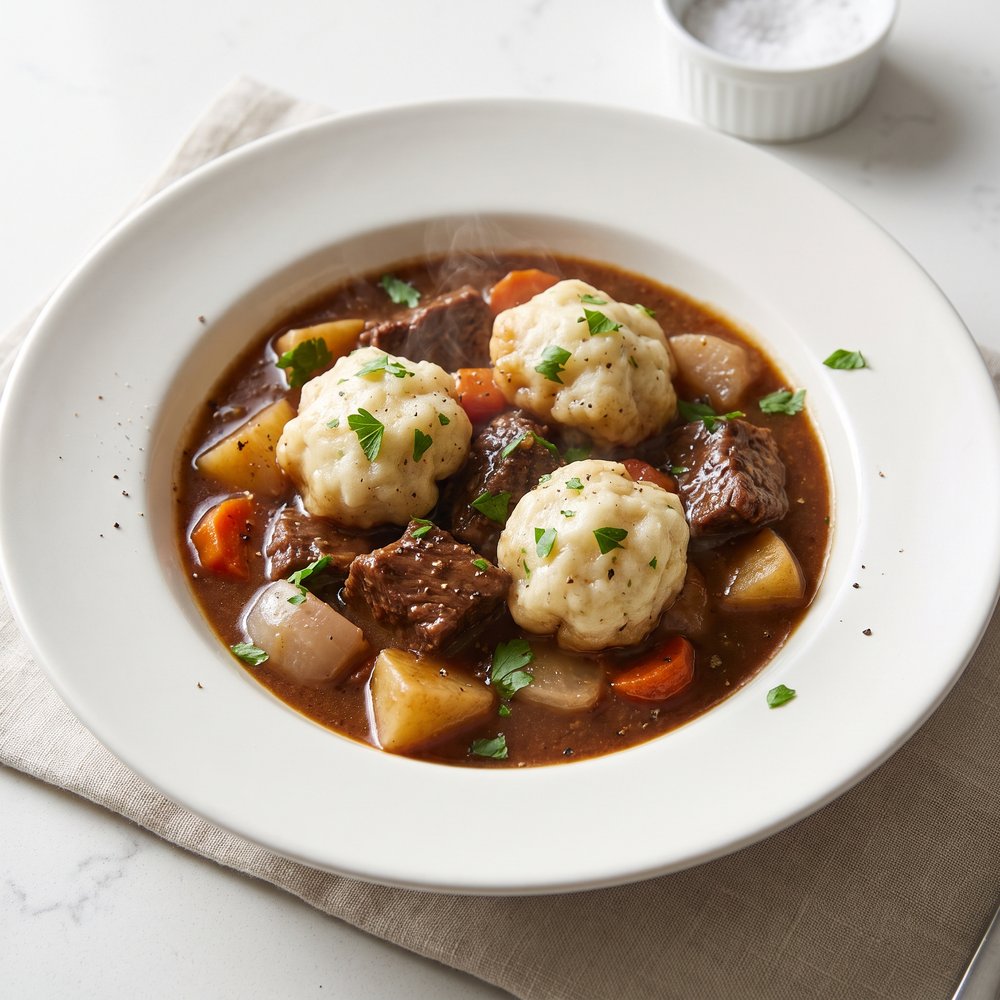Mom's Hearty Beef Stew with Dumplings