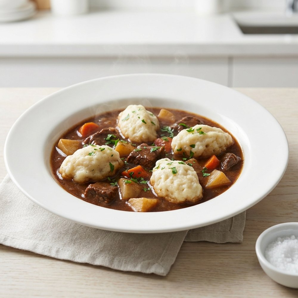 Mom's Hearty Beef Stew with Dumplings