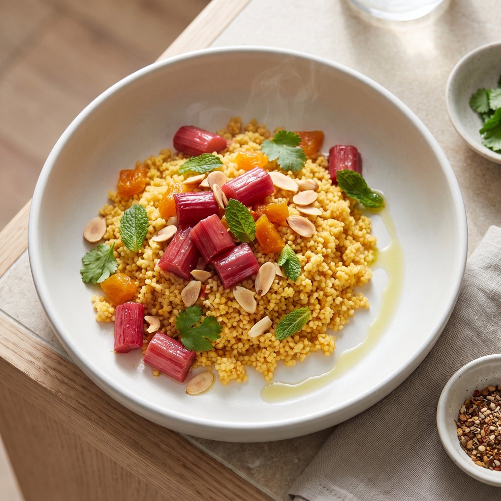 Moroccan Couscous with Rhubarb