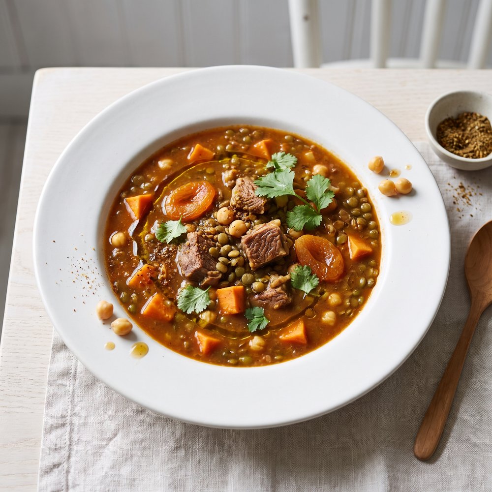 Moroccan Lamb, Lentil, and Chickpea Soup