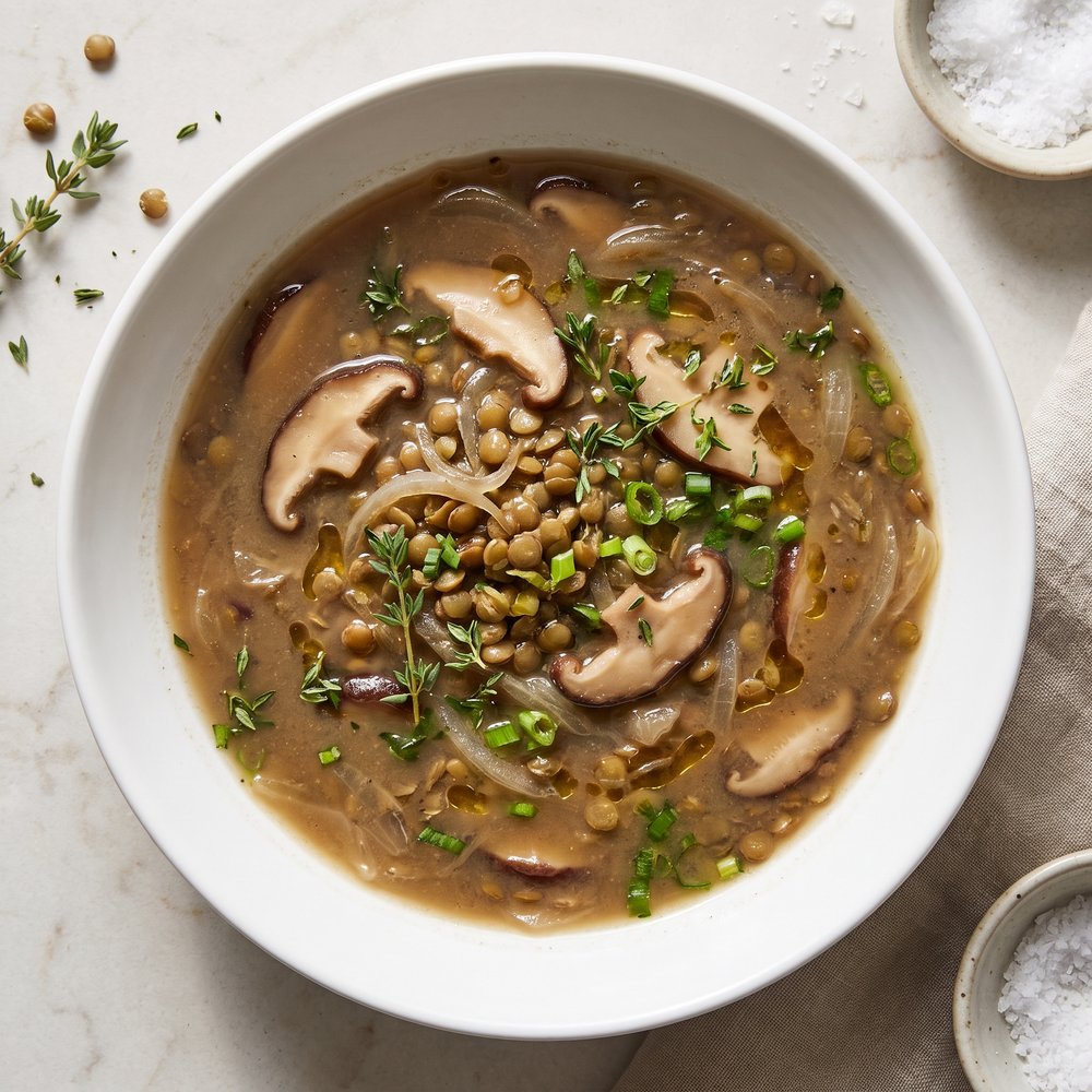 Mushroom and Lentil Vegetarian Soup