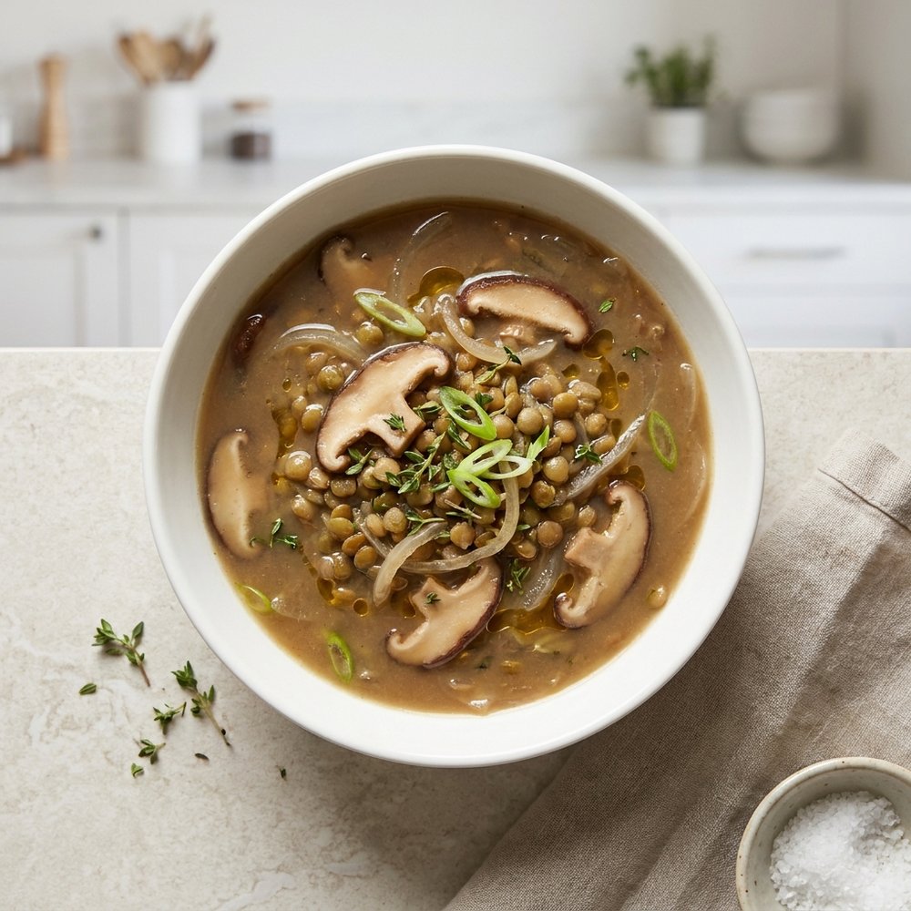 Mushroom and Lentil Vegetarian Soup