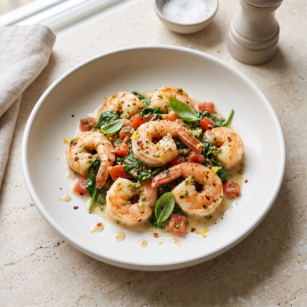 My Signature Shrimp Scampi Florentine