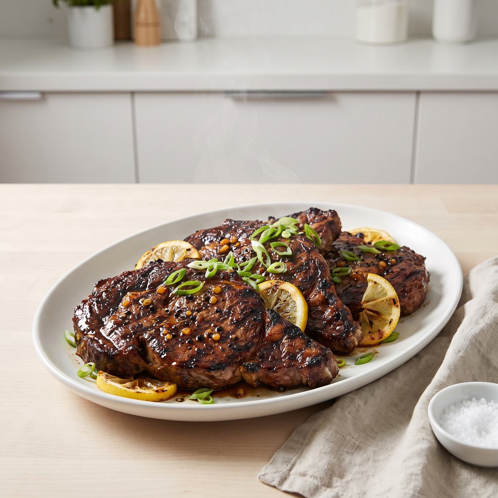 New Orleans-Style Bourbon Ribeye Steaks
