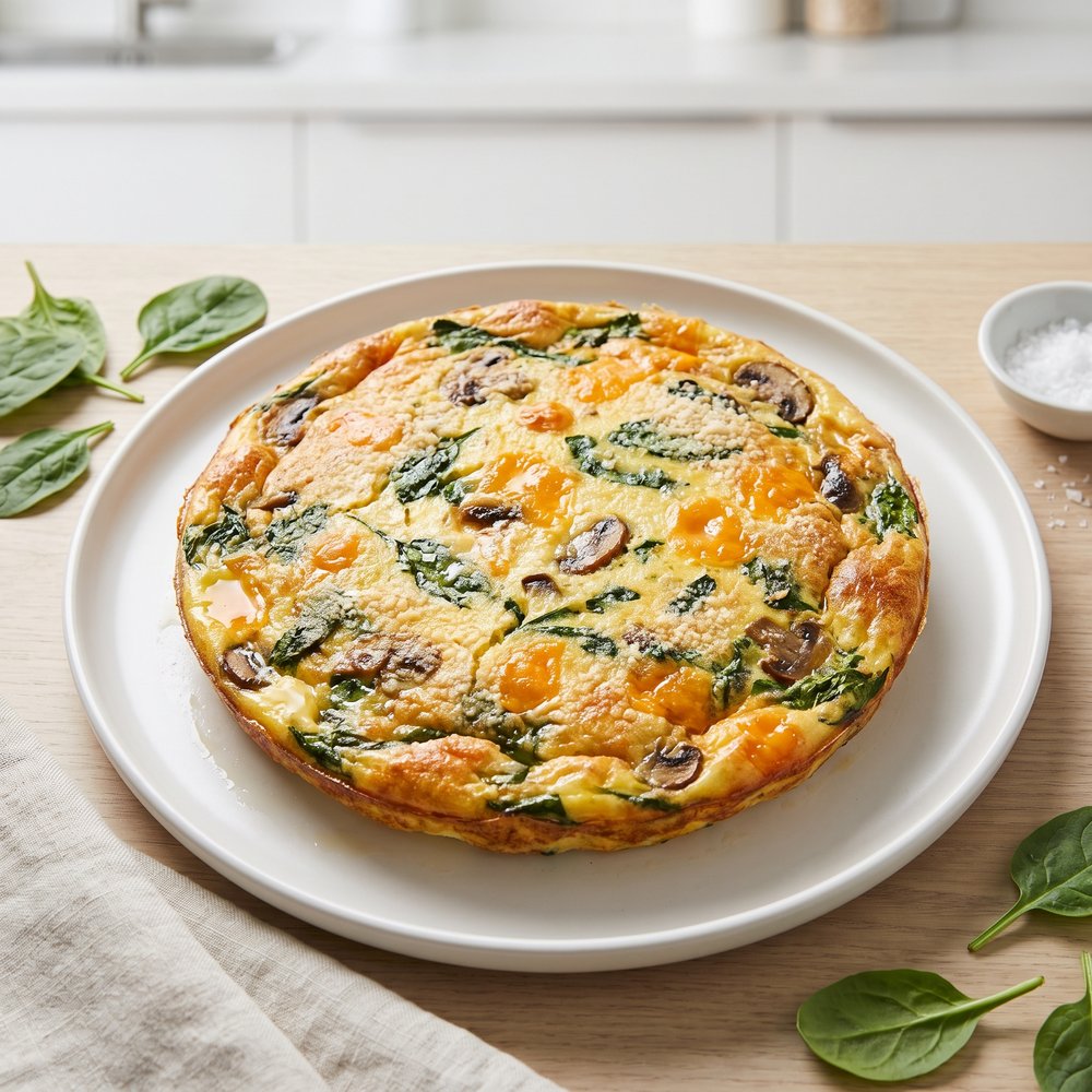 No-Crust Spinach and Mushroom Quiche