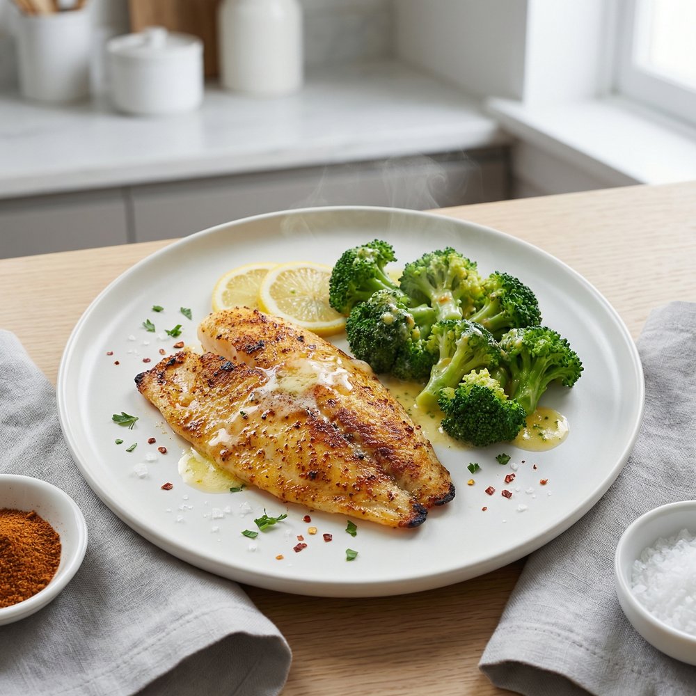 Old Bay Tilapia with Broccoli