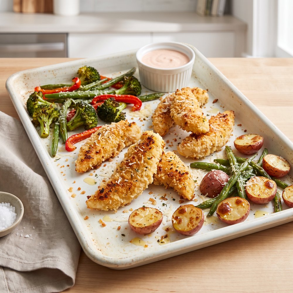 One-Pan Parmesan Chicken with Roasted Veggies