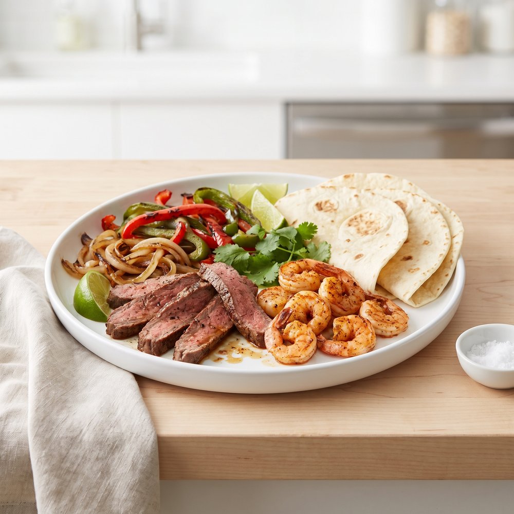 One-Pan Steak and Shrimp Fajitas