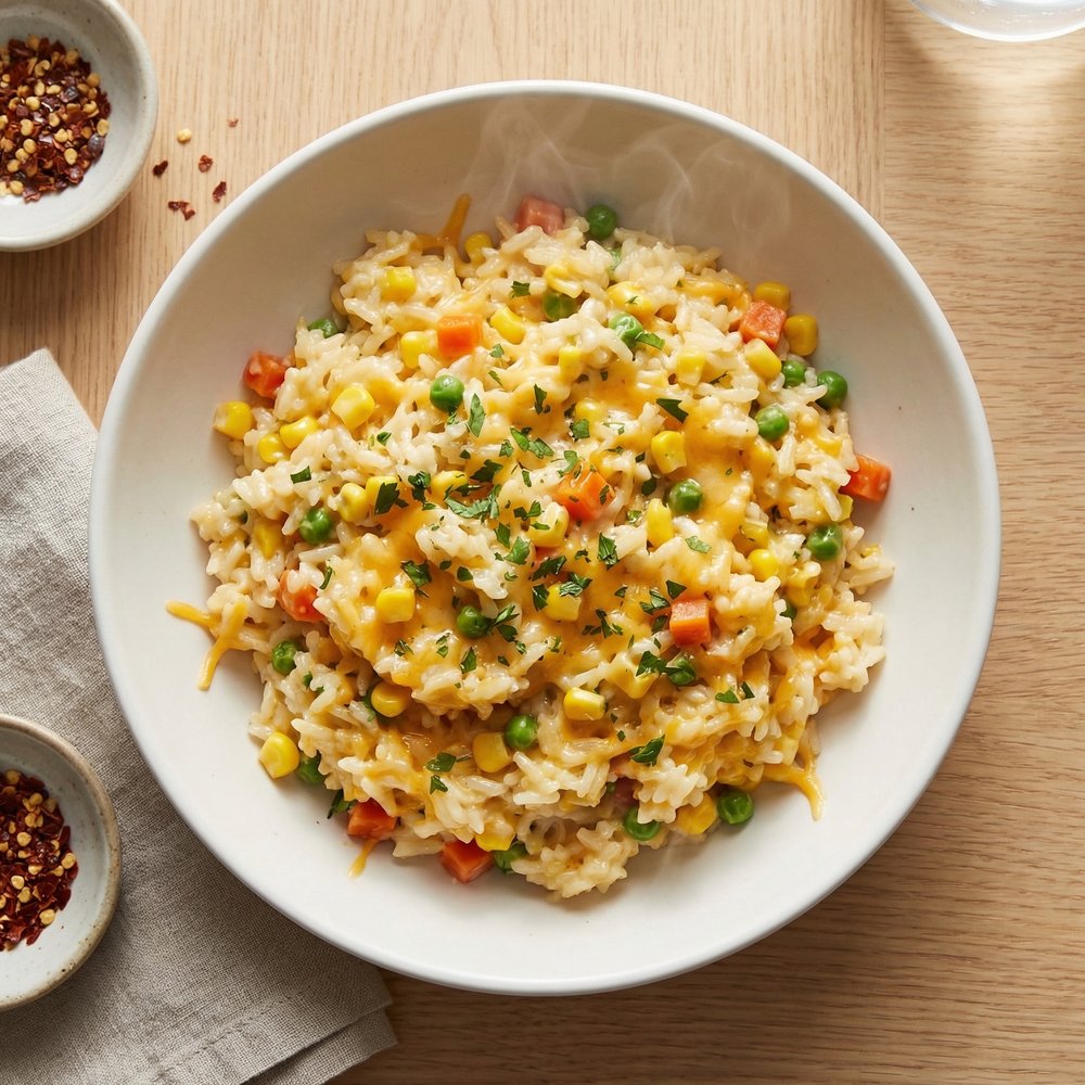 One-Pot Cheesy Veggies with Rice
