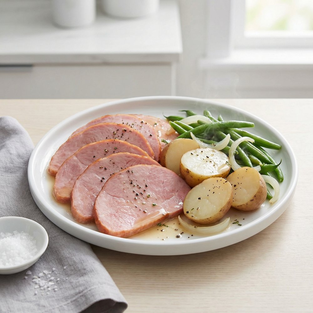 Super-Easy Cottage Ham with Potatoes and Green Beans
