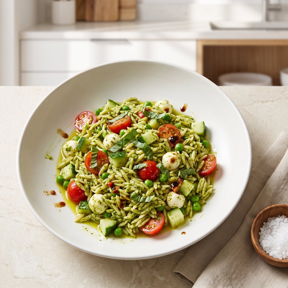 Orzo Pesto Caprese Salad