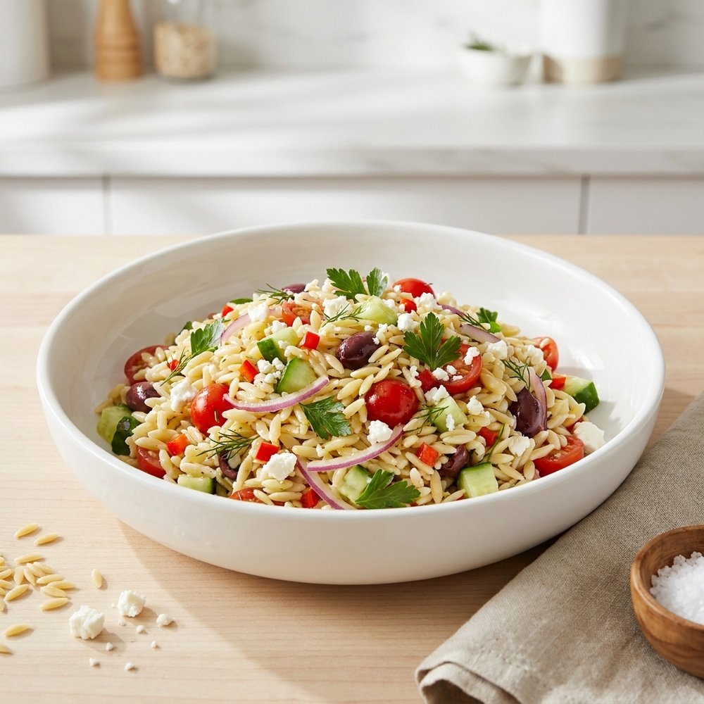 Orzo Salad with Feta, Cucumber, and Tomato