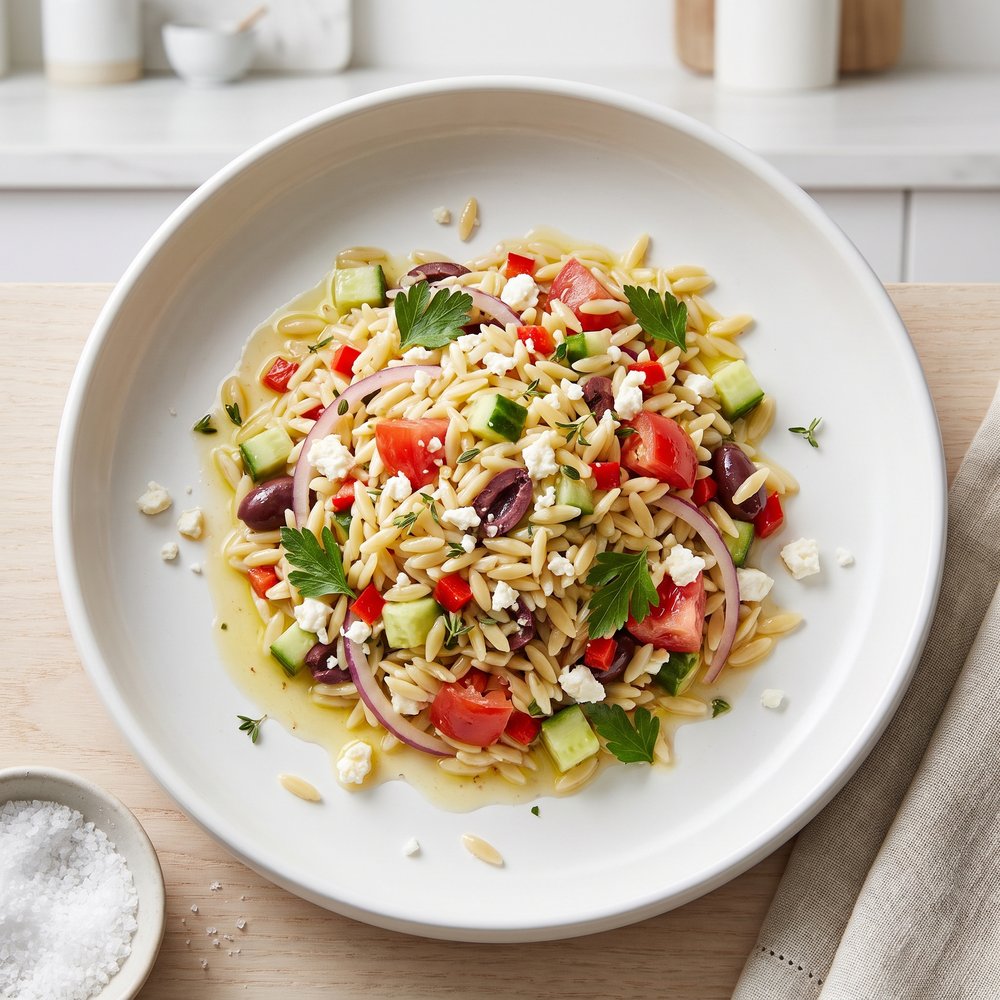 Orzo Salad with Feta, Cucumber, and Tomato