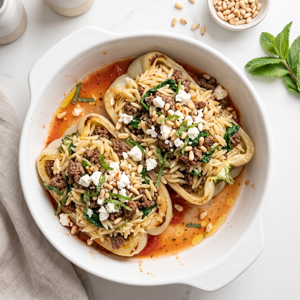 Orzo Stuffed Peppers
