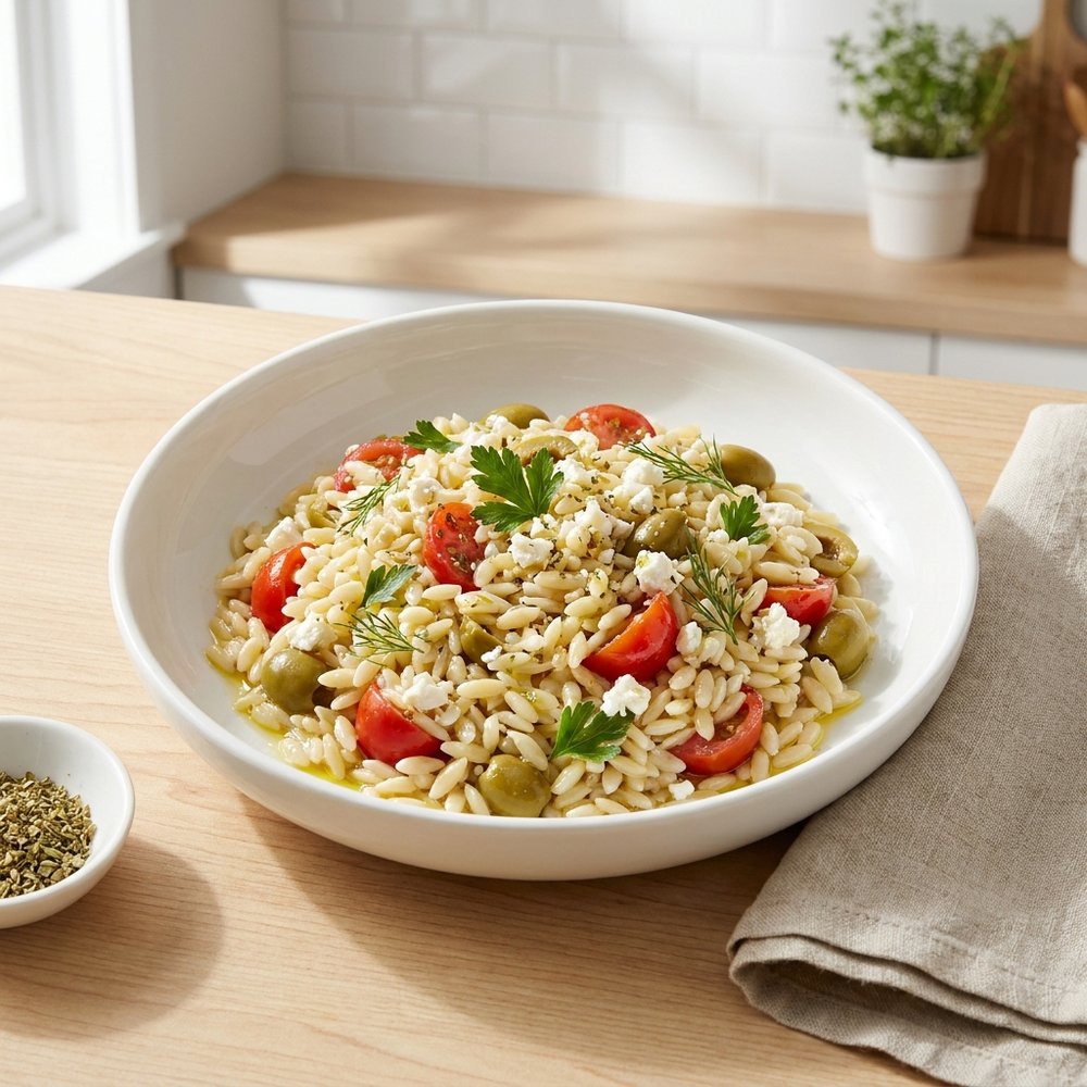 Orzo and Tomato Salad with Feta Cheese