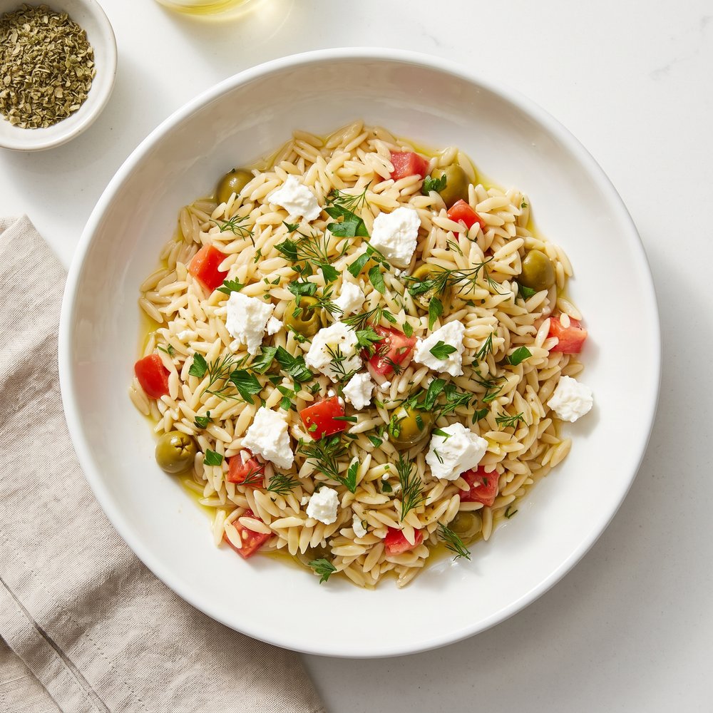 Orzo and Tomato Salad with Feta Cheese